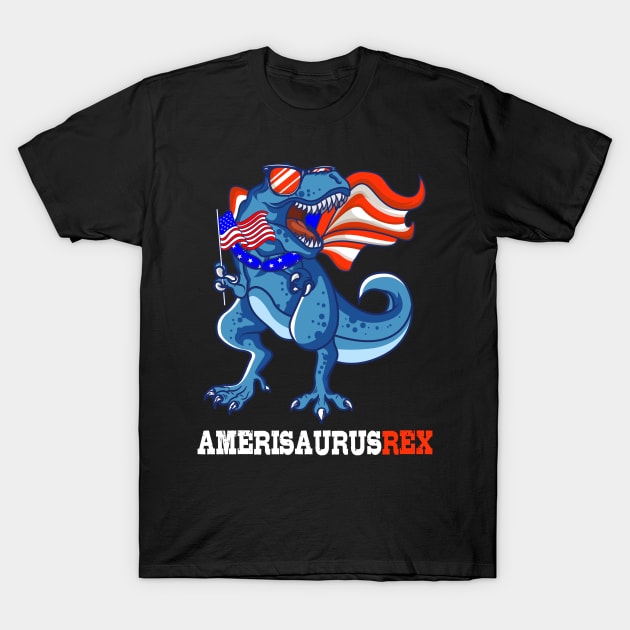 America USA 4th July T-Rex Gift T-Shirt by Delightful Designs